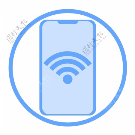 科技感蓝色扁平化ui图标手机信号wifi