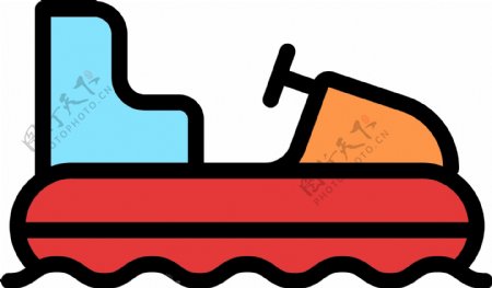 卡通公园划水小船免抠图图标