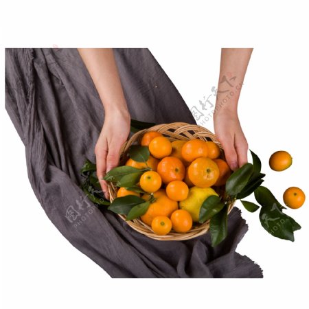灰色一篮子橘子食物元素