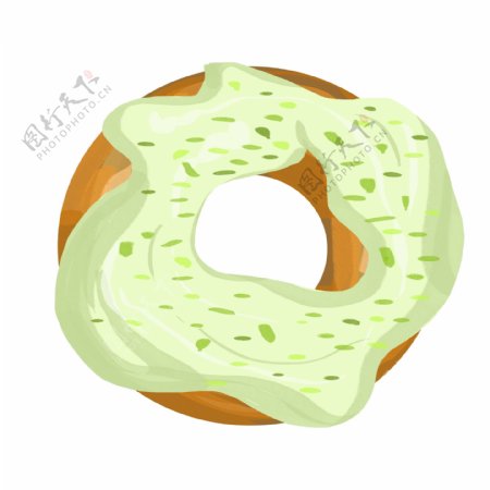 手绘果绿色甜甜圈