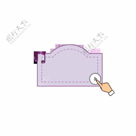 卡通紫色音符手指暂停图标装饰文本框标题框