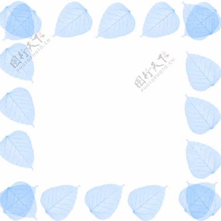 蓝色树叶组合边框纹理背景