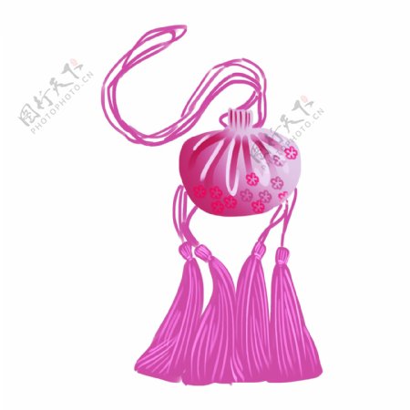 中国风紫色荷包插画