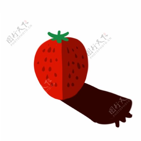 带阴影的卡通水果草莓
