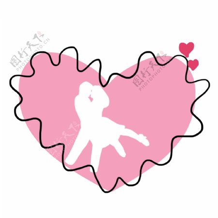 粉色的桃心边框插画