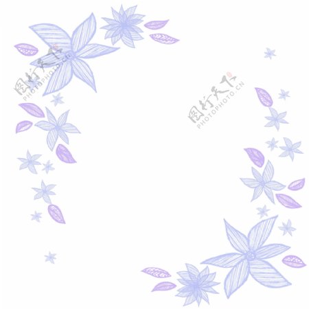 紫色手绘花朵树叶小文艺
