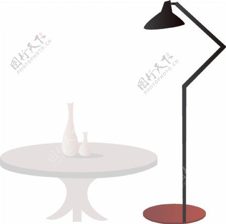 欧式桌子与灯插画