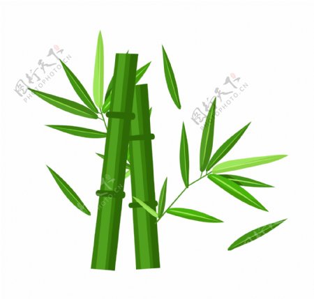 坚强的绿色竹子插画
