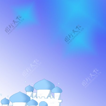 蓝色梦幻卡通城堡背景图