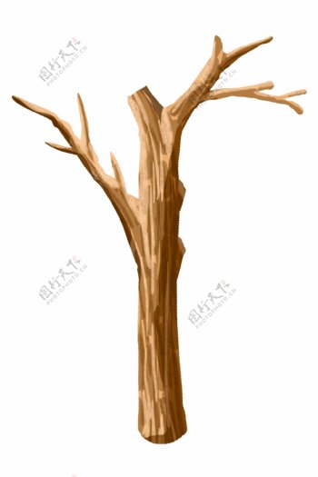 一颗树木木头插画