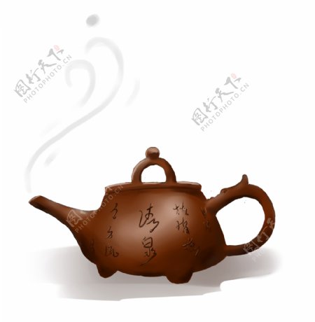 手绘茶文化茶壶装饰元素