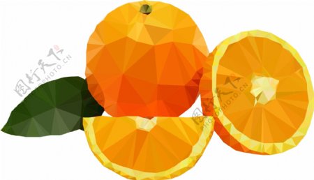 橘色橙子低多边形矢量图