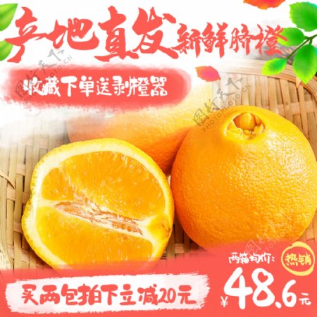 电商主图清新中国风水果橙子新鲜脐橙