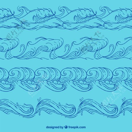 手绘海浪设计