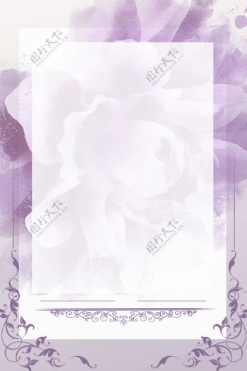 清新优雅紫色鲜花质感欧式花边邀请函