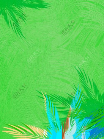 绿色夏季热带植物简约清新背景图