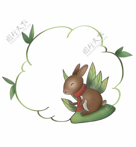 可爱兔子动物文本框