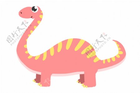 粉色的长脖子恐龙插画