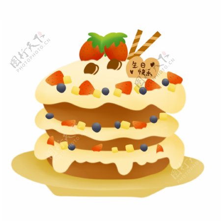 生日快乐水果千层蛋糕