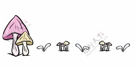 蘑菇分割线装饰插画
