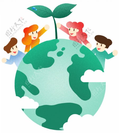 世界地球日小树苗插画