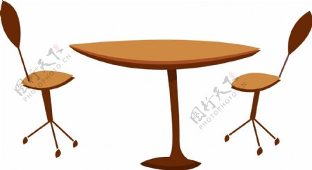 木制桌椅卡通png素材