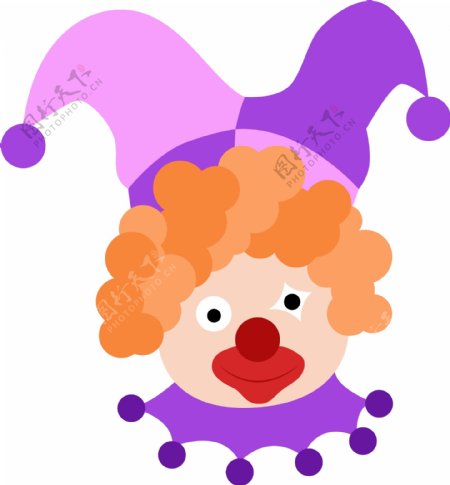矢量卡通免扣紫色小丑