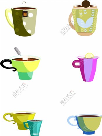 咖啡杯子简约装饰图案