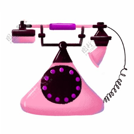 粉色的复古电话插画