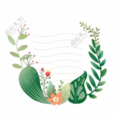 手绘植物花卉边框设计元素