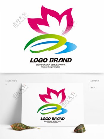 矢量中国风荷花LOGO设计公司标志