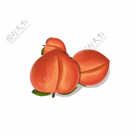 水果桃子红色插画风食物元素