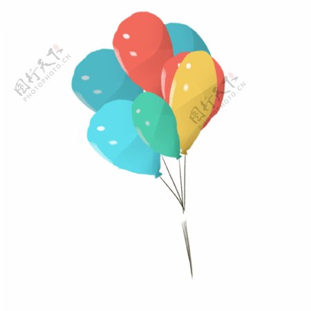 卡通手绘一束彩色的气球元素