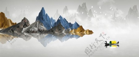新中式水墨风格中国风山水装饰画
