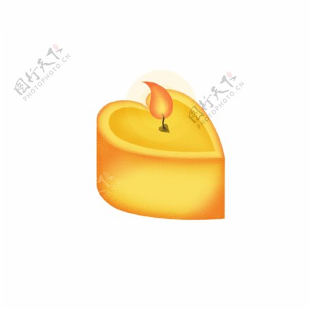 心形蜡烛黄色祈愿平安火光免抠素材