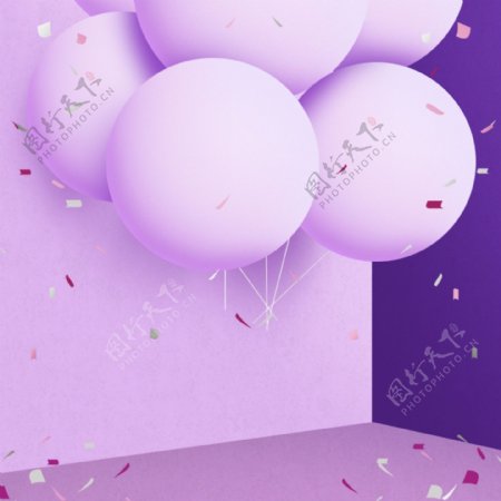 紫色气球立体空间主图直通车