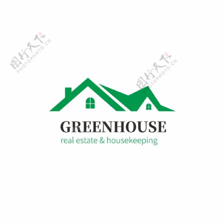 绿色大气简洁房屋地产公司logo模板