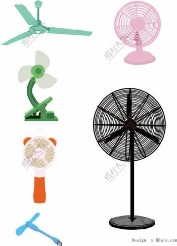 各种类型的电风扇