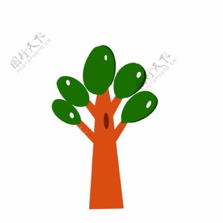 绿色树木植物卡通手绘