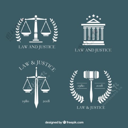 4款白色法律元素标志设计