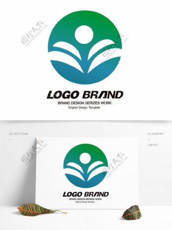 简约大气蓝绿线条公司标志LOGO设计