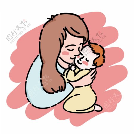 母亲和婴儿拥抱场景