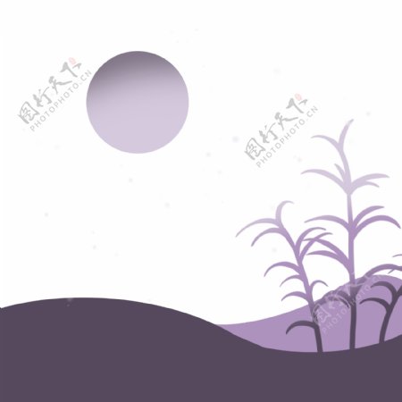 紫色月夜植物小清新素材