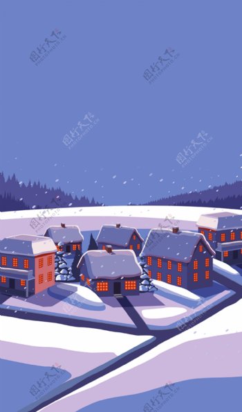冬季你好房屋雪景背景