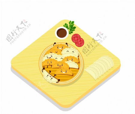蒸饺食物美食原创AI卡通表情传统特色食物