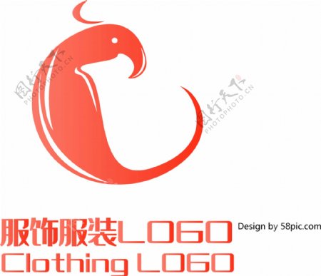 原创创意简约C字鹦鹉服饰服装LOGO标志