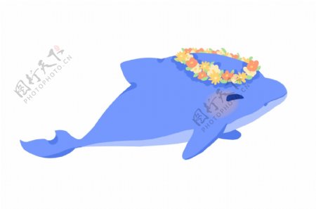 花环海豚卡通动物
