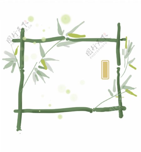 绿色竹子古风文字框