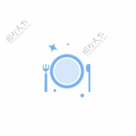 卡通蓝色的餐具免抠图