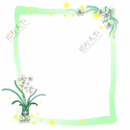 绿色的兰花花卉边框
